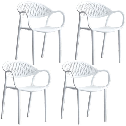 Scandinavian Plastic Kitchen Dining Room Arm Chair Open Back Chair White 4 Piece Set Clearhalo 'Dining Chairs' 'Dining Tables & Seating' 'dining_chair' 'furn' 'furn_dining_chair' 'Furniture' 'furniture_dining_chair' 'Kitchen & Dining Furniture' 4731956