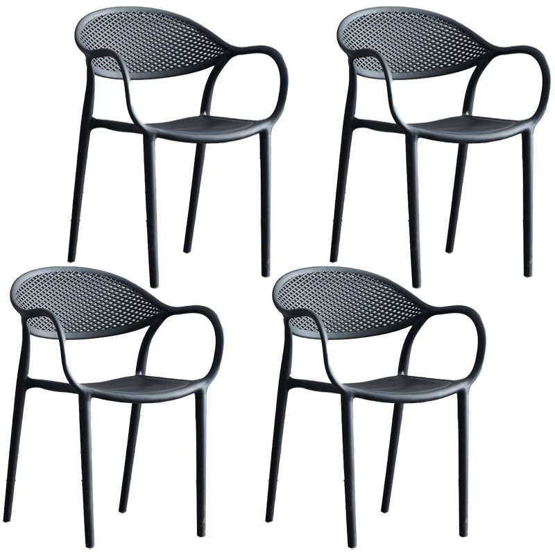 Scandinavian Plastic Kitchen Dining Room Arm Chair Open Back Chair Black 4 Piece Set Clearhalo 'Dining Chairs' 'Dining Tables & Seating' 'dining_chair' 'furn' 'furn_dining_chair' 'Furniture' 'furniture_dining_chair' 'Kitchen & Dining Furniture' 4731958