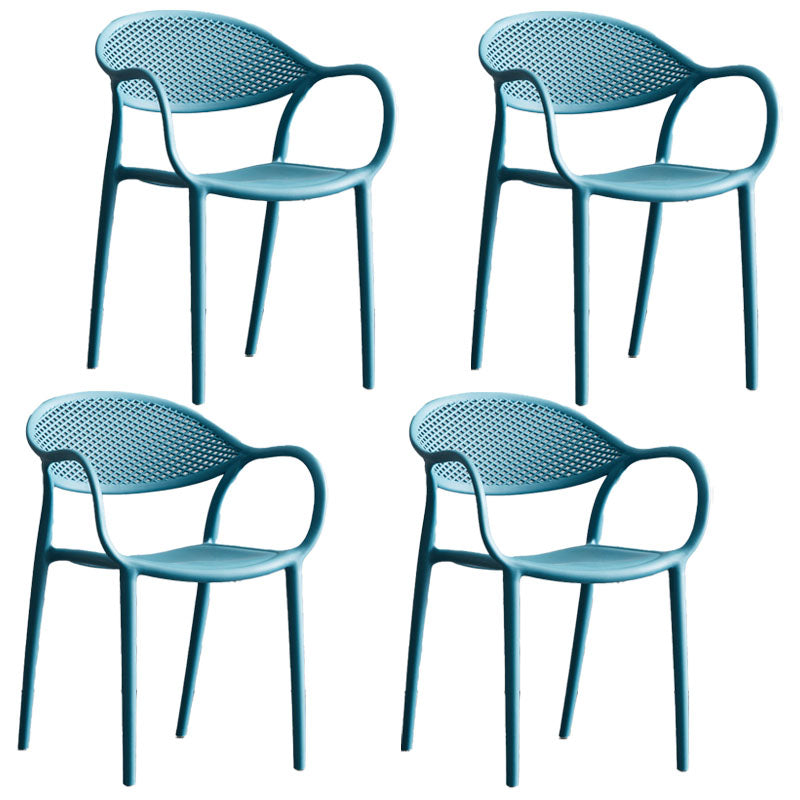 Scandinavian Plastic Kitchen Dining Room Arm Chair Open Back Chair Peacock Blue 4 Piece Set Clearhalo 'Dining Chairs' 'Dining Tables & Seating' 'dining_chair' 'furn' 'furn_dining_chair' 'Furniture' 'furniture_dining_chair' 'Kitchen & Dining Furniture' 4731959