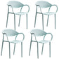 Scandinavian Plastic Kitchen Dining Room Arm Chair Open Back Chair Navy Blue 4 Piece Set Clearhalo 'Dining Chairs' 'Dining Tables & Seating' 'dining_chair' 'furn' 'furn_dining_chair' 'Furniture' 'furniture_dining_chair' 'Kitchen & Dining Furniture' 4731961
