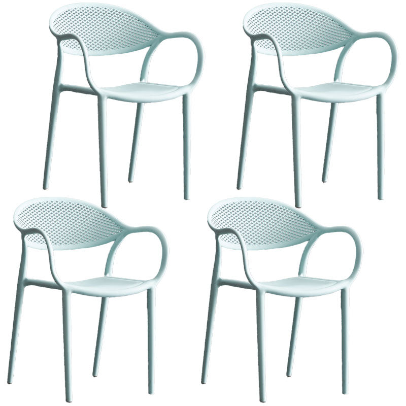 Scandinavian Plastic Kitchen Dining Room Arm Chair Open Back Chair Navy Blue 4 Piece Set Clearhalo 'Dining Chairs' 'Dining Tables & Seating' 'dining_chair' 'furn' 'furn_dining_chair' 'Furniture' 'furniture_dining_chair' 'Kitchen & Dining Furniture' 4731961