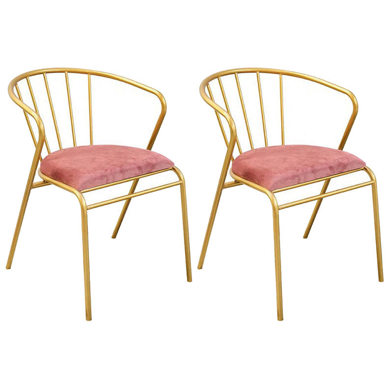 Scandinavian Windsor Back Armless Chairs Upholstered Side Chair Dark Pink 2 Piece Set Clearhalo 'Dining Chairs' 'Dining Tables & Seating' 'dining_chair' 'furn' 'furn_dining_chair' 'Furniture' 'furniture_dining_chair' 'Kitchen & Dining Furniture' 4731967