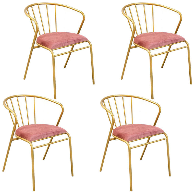 Scandinavian Windsor Back Armless Chairs Upholstered Side Chair Dark Pink 4 Piece Set Clearhalo 'Dining Chairs' 'Dining Tables & Seating' 'dining_chair' 'furn' 'furn_dining_chair' 'Furniture' 'furniture_dining_chair' 'Kitchen & Dining Furniture' 4731969
