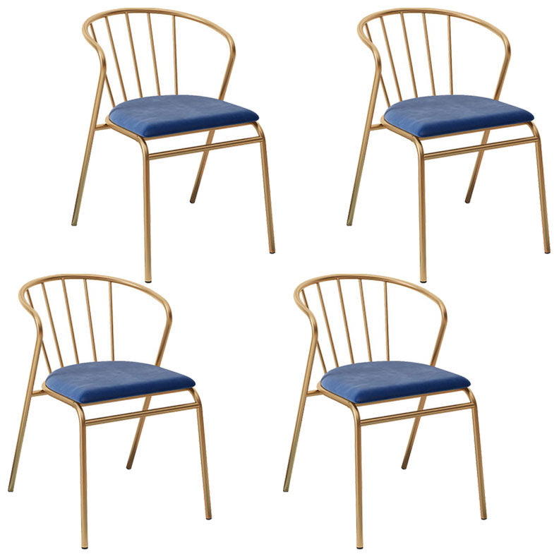 Scandinavian Windsor Back Armless Chairs Upholstered Side Chair Blue 4 Piece Set Clearhalo 'Dining Chairs' 'Dining Tables & Seating' 'dining_chair' 'furn' 'furn_dining_chair' 'Furniture' 'furniture_dining_chair' 'Kitchen & Dining Furniture' 4731975