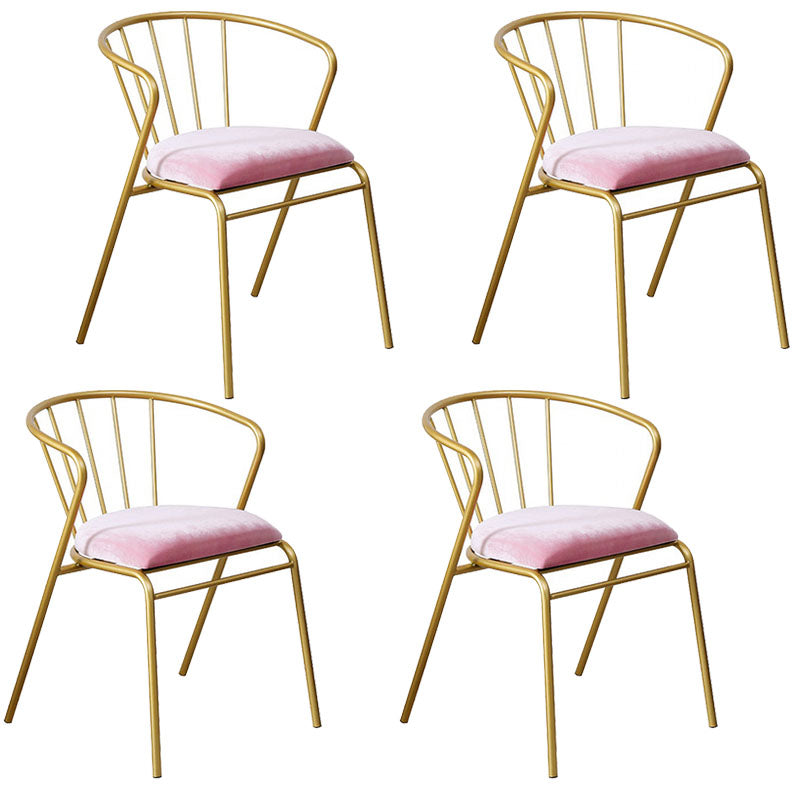 Scandinavian Windsor Back Armless Chairs Upholstered Side Chair Pink 4 Piece Set Clearhalo 'Dining Chairs' 'Dining Tables & Seating' 'dining_chair' 'furn' 'furn_dining_chair' 'Furniture' 'furniture_dining_chair' 'Kitchen & Dining Furniture' 4731980