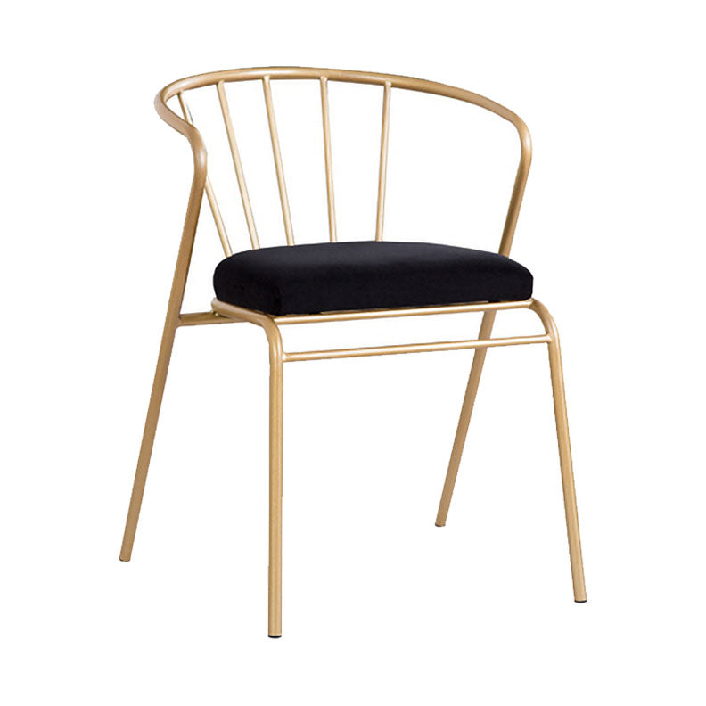 Scandinavian Windsor Back Armless Chairs Upholstered Side Chair Black 1 Piece Clearhalo 'Dining Chairs' 'Dining Tables & Seating' 'dining_chair' 'furn' 'furn_dining_chair' 'Furniture' 'furniture_dining_chair' 'Kitchen & Dining Furniture' 4731982
