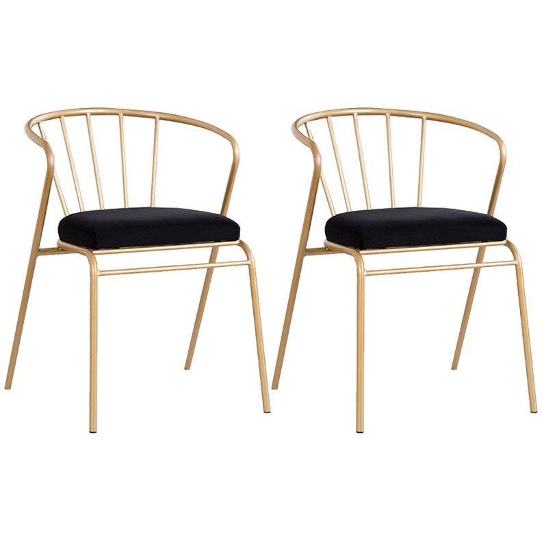 Scandinavian Windsor Back Armless Chairs Upholstered Side Chair Black 2 Piece Set Clearhalo 'Dining Chairs' 'Dining Tables & Seating' 'dining_chair' 'furn' 'furn_dining_chair' 'Furniture' 'furniture_dining_chair' 'Kitchen & Dining Furniture' 4731983