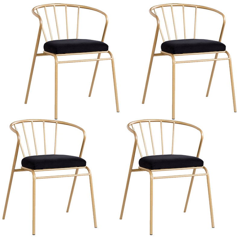 Scandinavian Windsor Back Armless Chairs Upholstered Side Chair Black 4 Piece Set Clearhalo 'Dining Chairs' 'Dining Tables & Seating' 'dining_chair' 'furn' 'furn_dining_chair' 'Furniture' 'furniture_dining_chair' 'Kitchen & Dining Furniture' 4731984