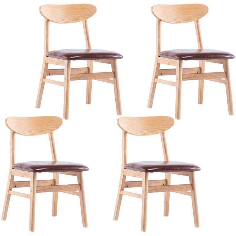 Industrial Wood Kitchen Dining Room Chair Open Back Side Chair Light Coffee 4 Piece Set Natural Wood Clearhalo 'Dining Chairs' 'Dining Tables & Seating' 'dining_chair' 'furn' 'furn_dining_chair' 'Furniture' 'furniture_dining_chair' 'Kitchen & Dining Furniture' 4732003