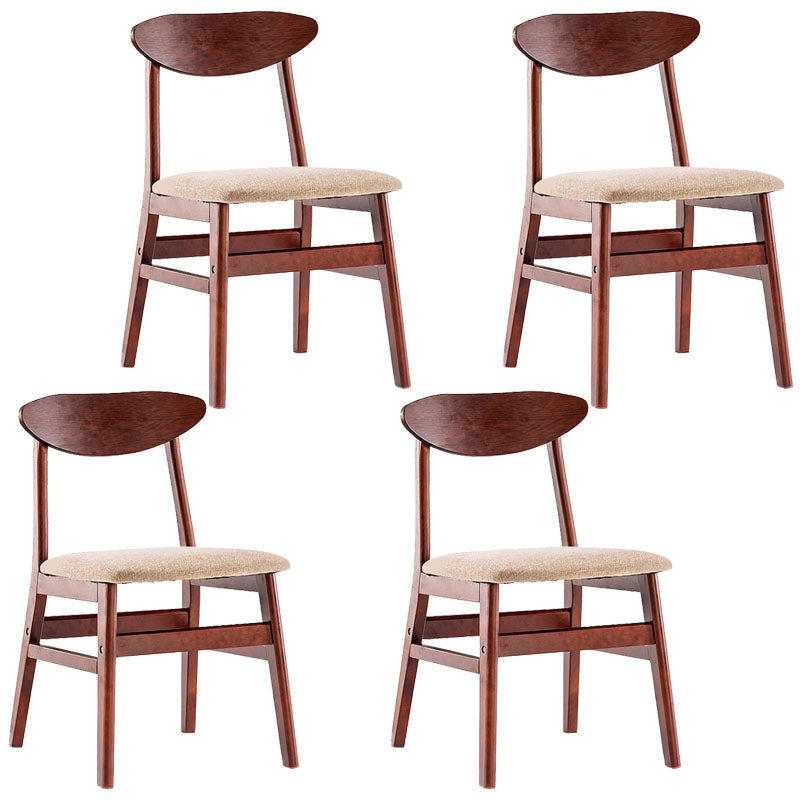 Industrial Wood Kitchen Dining Room Chair Open Back Side Chair Beige 4 Piece Set Walnut Clearhalo 'Dining Chairs' 'Dining Tables & Seating' 'dining_chair' 'furn' 'furn_dining_chair' 'Furniture' 'furniture_dining_chair' 'Kitchen & Dining Furniture' 4732009
