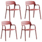 Plastic Scandinavian Kitchen Dining Room Arm Chair Open Back Chair Burgundy 4 Piece Set Clearhalo 'Dining Chairs' 'Dining Tables & Seating' 'dining_chair' 'furn' 'furn_dining_chair' 'Furniture' 'furniture_dining_chair' 'Kitchen & Dining Furniture' 4732013