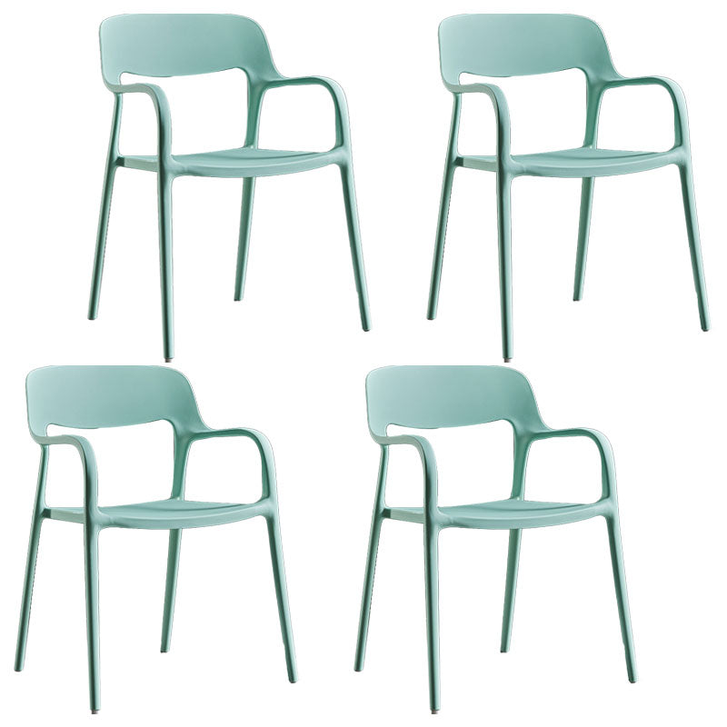 Plastic Scandinavian Kitchen Dining Room Arm Chair Open Back Chair Green 4 Piece Set Clearhalo 'Dining Chairs' 'Dining Tables & Seating' 'dining_chair' 'furn' 'furn_dining_chair' 'Furniture' 'furniture_dining_chair' 'Kitchen & Dining Furniture' 4732014