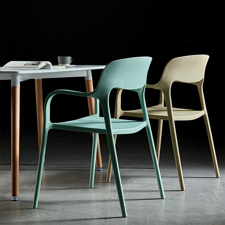 Plastic Scandinavian Kitchen Dining Room Arm Chair Open Back Chair Clearhalo 'Dining Chairs' 'Dining Tables & Seating' 'dining_chair' 'furn' 'furn_dining_chair' 'Furniture' 'furniture_dining_chair' 'Kitchen & Dining Furniture' 4732015