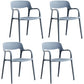 Plastic Scandinavian Kitchen Dining Room Arm Chair Open Back Chair Grey 4 Piece Set Clearhalo 'Dining Chairs' 'Dining Tables & Seating' 'dining_chair' 'furn' 'furn_dining_chair' 'Furniture' 'furniture_dining_chair' 'Kitchen & Dining Furniture' 4732019