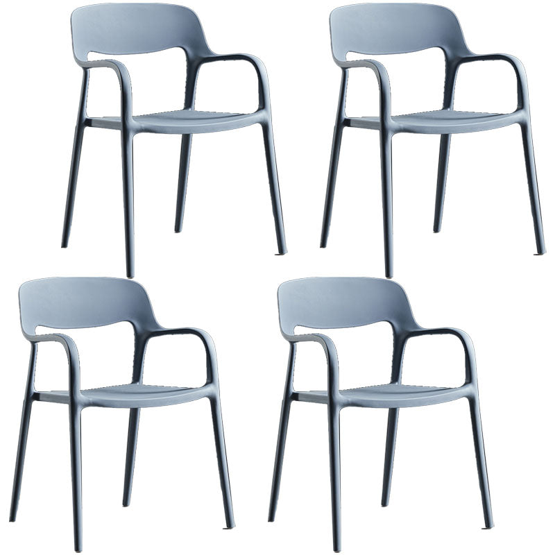 Plastic Scandinavian Kitchen Dining Room Arm Chair Open Back Chair Grey 4 Piece Set Clearhalo 'Dining Chairs' 'Dining Tables & Seating' 'dining_chair' 'furn' 'furn_dining_chair' 'Furniture' 'furniture_dining_chair' 'Kitchen & Dining Furniture' 4732019