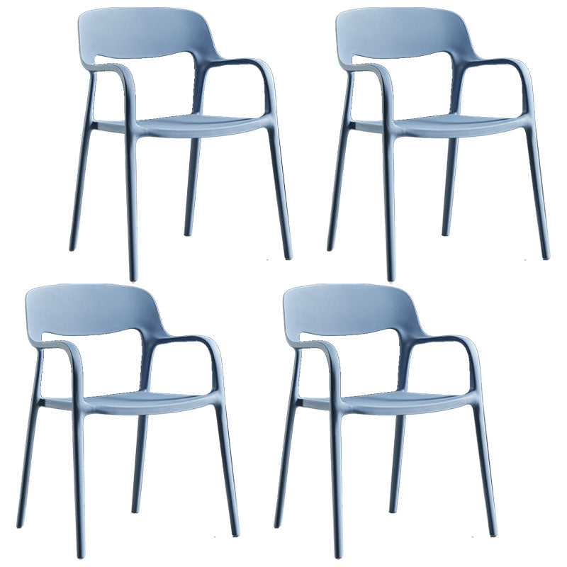 Plastic Scandinavian Kitchen Dining Room Arm Chair Open Back Chair Blue 4 Piece Set Clearhalo 'Dining Chairs' 'Dining Tables & Seating' 'dining_chair' 'furn' 'furn_dining_chair' 'Furniture' 'furniture_dining_chair' 'Kitchen & Dining Furniture' 4732020