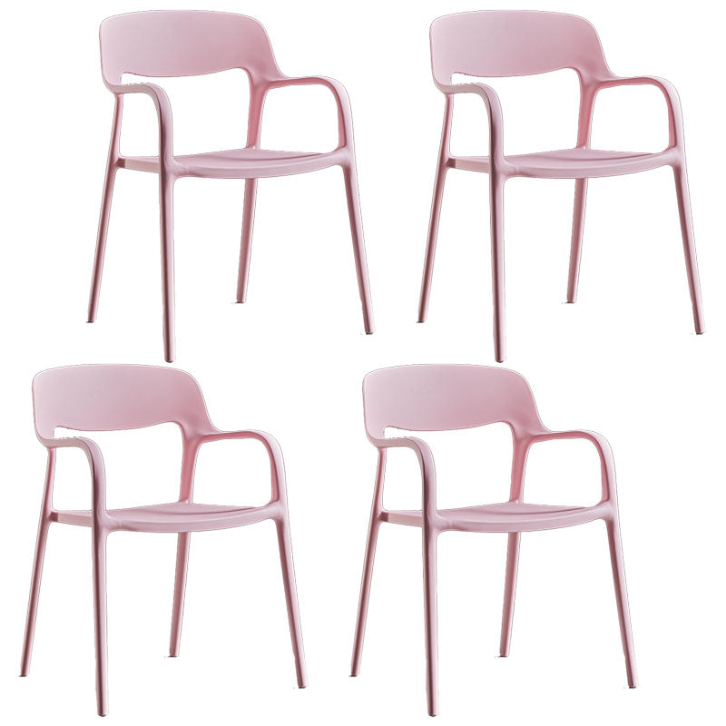 Plastic Scandinavian Kitchen Dining Room Arm Chair Open Back Chair Pink 4 Piece Set Clearhalo 'Dining Chairs' 'Dining Tables & Seating' 'dining_chair' 'furn' 'furn_dining_chair' 'Furniture' 'furniture_dining_chair' 'Kitchen & Dining Furniture' 4732022
