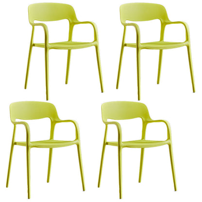 Plastic Scandinavian Kitchen Dining Room Arm Chair Open Back Chair Yellow 4 Piece Set Clearhalo 'Dining Chairs' 'Dining Tables & Seating' 'dining_chair' 'furn' 'furn_dining_chair' 'Furniture' 'furniture_dining_chair' 'Kitchen & Dining Furniture' 4732027