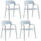 Plastic Scandinavian Kitchen Dining Room Arm Chair Open Back Chair White 4 Piece Set Clearhalo 'Dining Chairs' 'Dining Tables & Seating' 'dining_chair' 'furn' 'furn_dining_chair' 'Furniture' 'furniture_dining_chair' 'Kitchen & Dining Furniture' 4732030