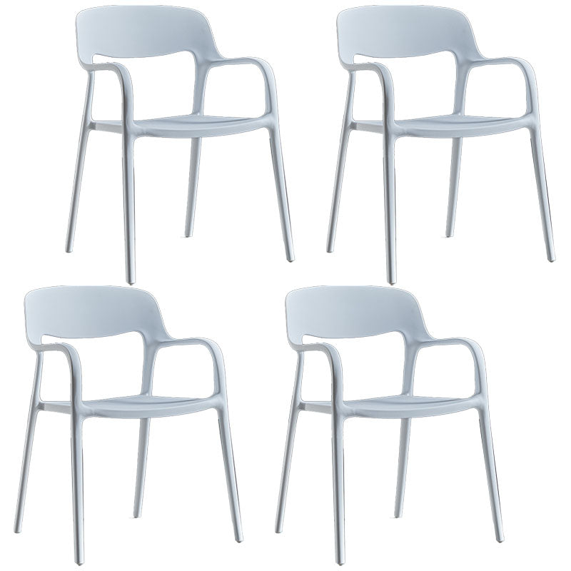 Plastic Scandinavian Kitchen Dining Room Arm Chair Open Back Chair White 4 Piece Set Clearhalo 'Dining Chairs' 'Dining Tables & Seating' 'dining_chair' 'furn' 'furn_dining_chair' 'Furniture' 'furniture_dining_chair' 'Kitchen & Dining Furniture' 4732030