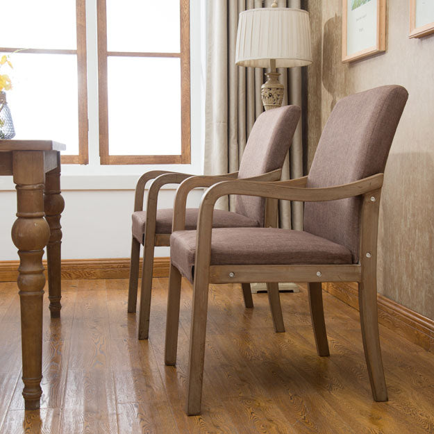 Farmhouse Upholstered Home Arm Chair Solid Back Matte Finish Dining Chair Clearhalo 'Dining Chairs' 'Dining Tables & Seating' 'dining_chair' 'Furniture' 'furniture_dining_chair' 'Kitchen & Dining Furniture' 4732036