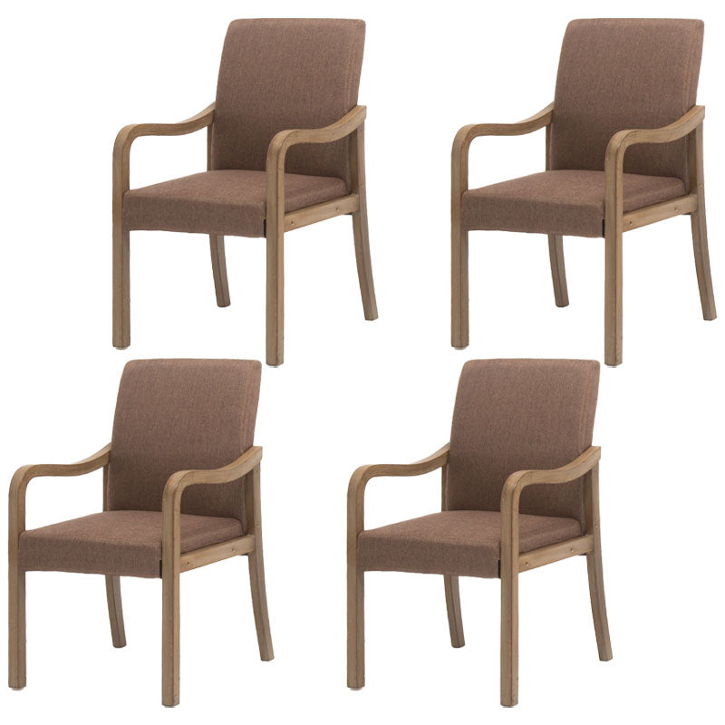Farmhouse Upholstered Home Arm Chair Solid Back Matte Finish Dining Chair Coffee Gray Set of 4 Clearhalo 'Dining Chairs' 'Dining Tables & Seating' 'dining_chair' 'Furniture' 'furniture_dining_chair' 'Kitchen & Dining Furniture' 4732037