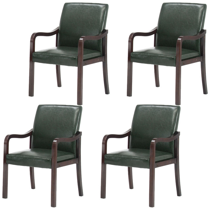 Farmhouse Upholstered Home Arm Chair Solid Back Matte Finish Dining Chair Blackish Green Walnut Set of 4 Clearhalo 'Dining Chairs' 'Dining Tables & Seating' 'dining_chair' 'Furniture' 'furniture_dining_chair' 'Kitchen & Dining Furniture' 4732038