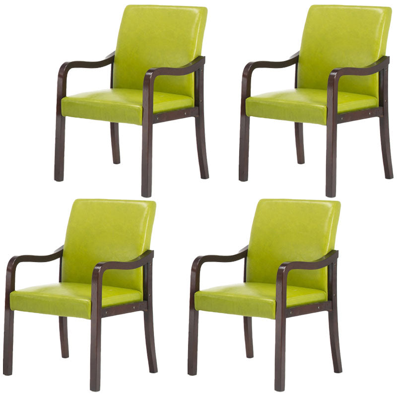 Farmhouse Upholstered Home Arm Chair Solid Back Matte Finish Dining Chair Green Walnut Set of 4 Clearhalo 'Dining Chairs' 'Dining Tables & Seating' 'dining_chair' 'Furniture' 'furniture_dining_chair' 'Kitchen & Dining Furniture' 4732042