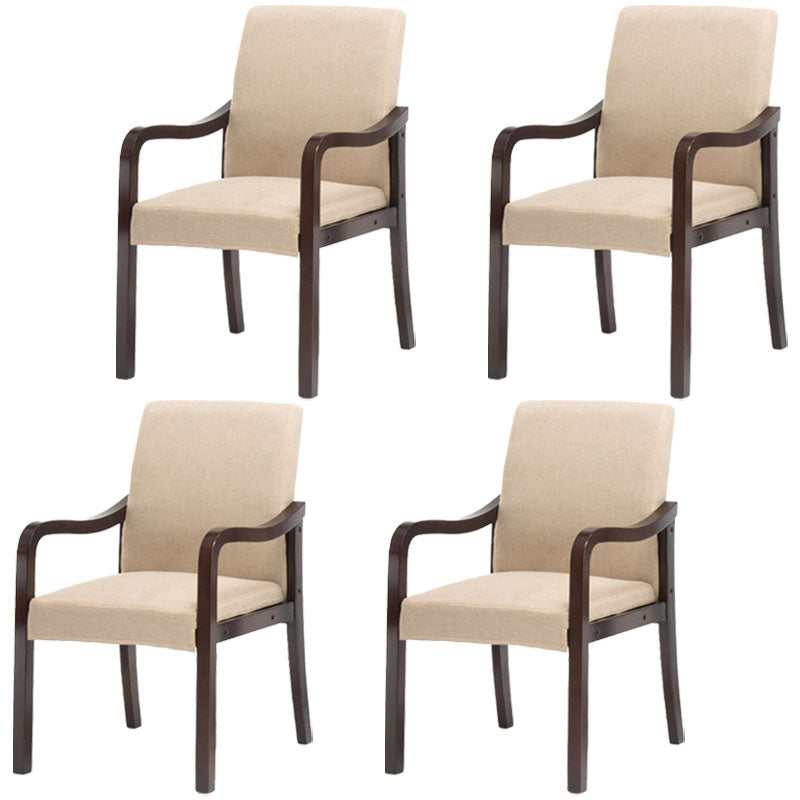 Farmhouse Upholstered Home Arm Chair Solid Back Matte Finish Dining Chair Khaki Walnut Set of 4 Clearhalo 'Dining Chairs' 'Dining Tables & Seating' 'dining_chair' 'Furniture' 'furniture_dining_chair' 'Kitchen & Dining Furniture' 4732044