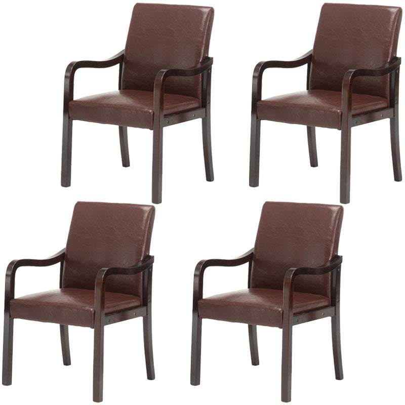 Farmhouse Upholstered Home Arm Chair Solid Back Matte Finish Dining Chair Brown Walnut Set of 4 Clearhalo 'Dining Chairs' 'Dining Tables & Seating' 'dining_chair' 'Furniture' 'furniture_dining_chair' 'Kitchen & Dining Furniture' 4732046