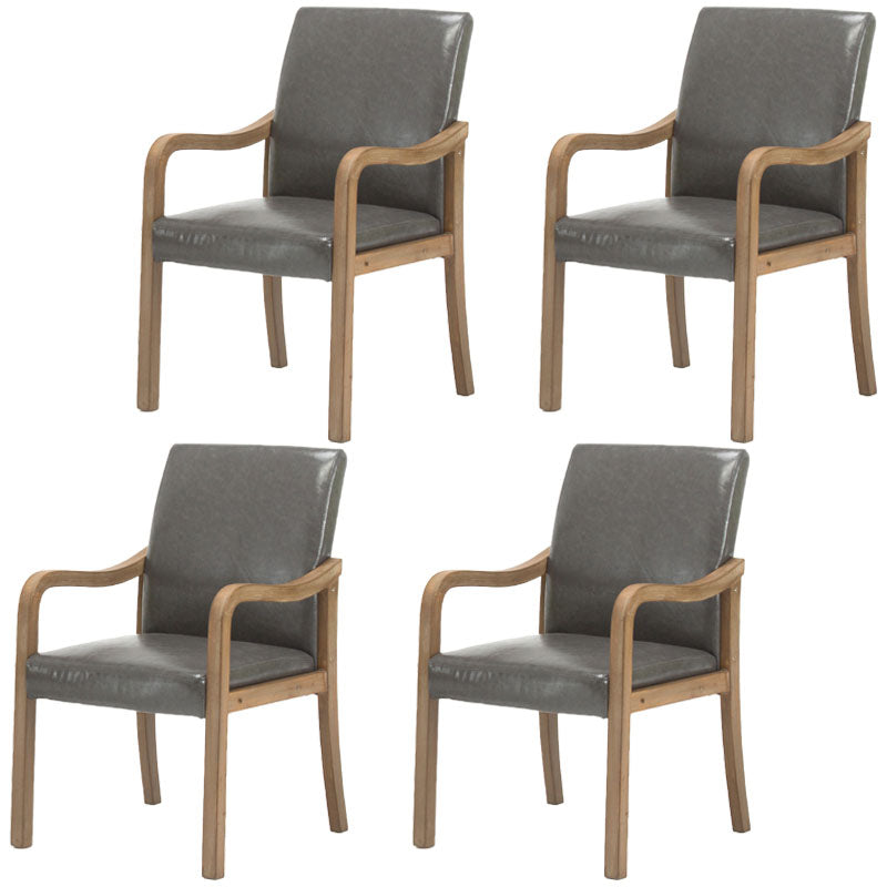 Farmhouse Upholstered Home Arm Chair Solid Back Matte Finish Dining Chair Smoke Gray Gray Set of 4 Clearhalo 'Dining Chairs' 'Dining Tables & Seating' 'dining_chair' 'Furniture' 'furniture_dining_chair' 'Kitchen & Dining Furniture' 4732051