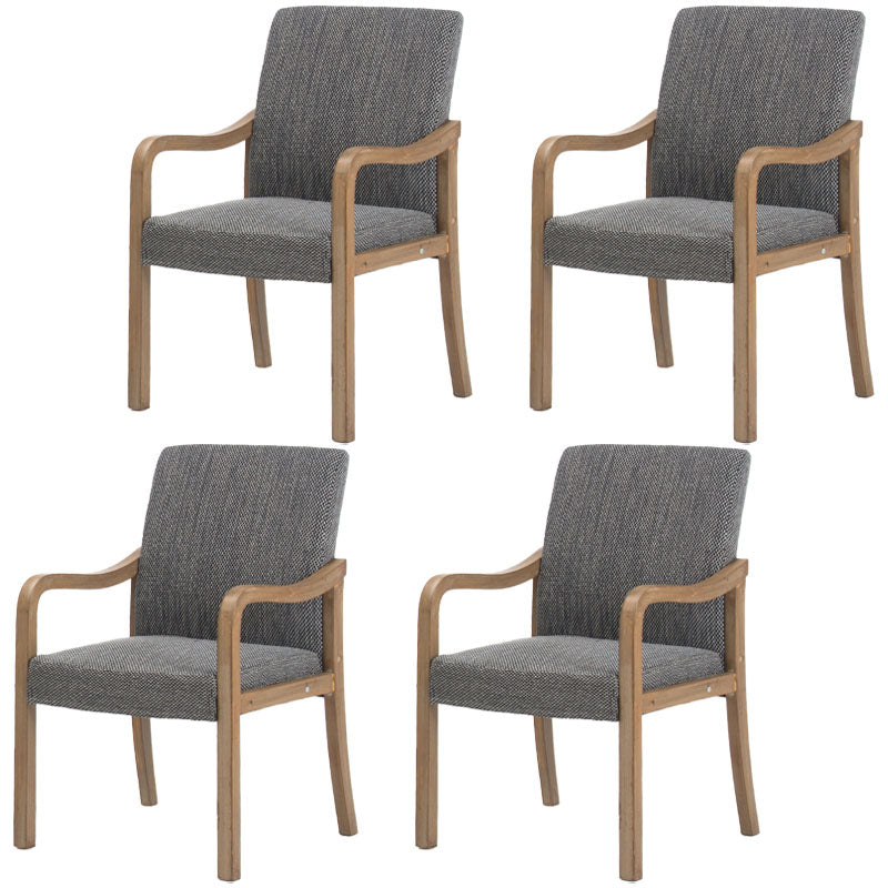 Farmhouse Upholstered Home Arm Chair Solid Back Matte Finish Dining Chair Black-Gray Gray Set of 4 Clearhalo 'Dining Chairs' 'Dining Tables & Seating' 'dining_chair' 'Furniture' 'furniture_dining_chair' 'Kitchen & Dining Furniture' 4732053