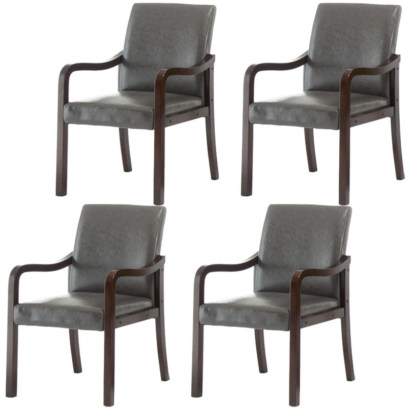 Farmhouse Upholstered Home Arm Chair Solid Back Matte Finish Dining Chair Smoke Gray Walnut Set of 4 Clearhalo 'Dining Chairs' 'Dining Tables & Seating' 'dining_chair' 'Furniture' 'furniture_dining_chair' 'Kitchen & Dining Furniture' 4732054