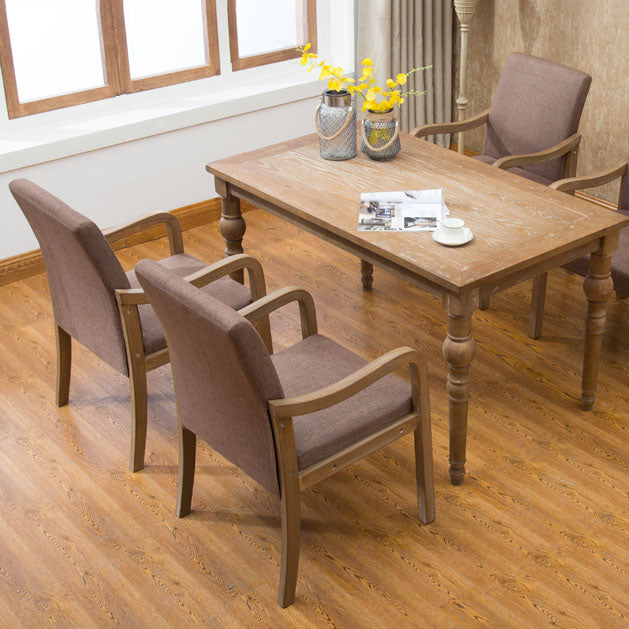 Farmhouse Upholstered Home Arm Chair Solid Back Matte Finish Dining Chair Clearhalo 'Dining Chairs' 'Dining Tables & Seating' 'dining_chair' 'Furniture' 'furniture_dining_chair' 'Kitchen & Dining Furniture' 4732055