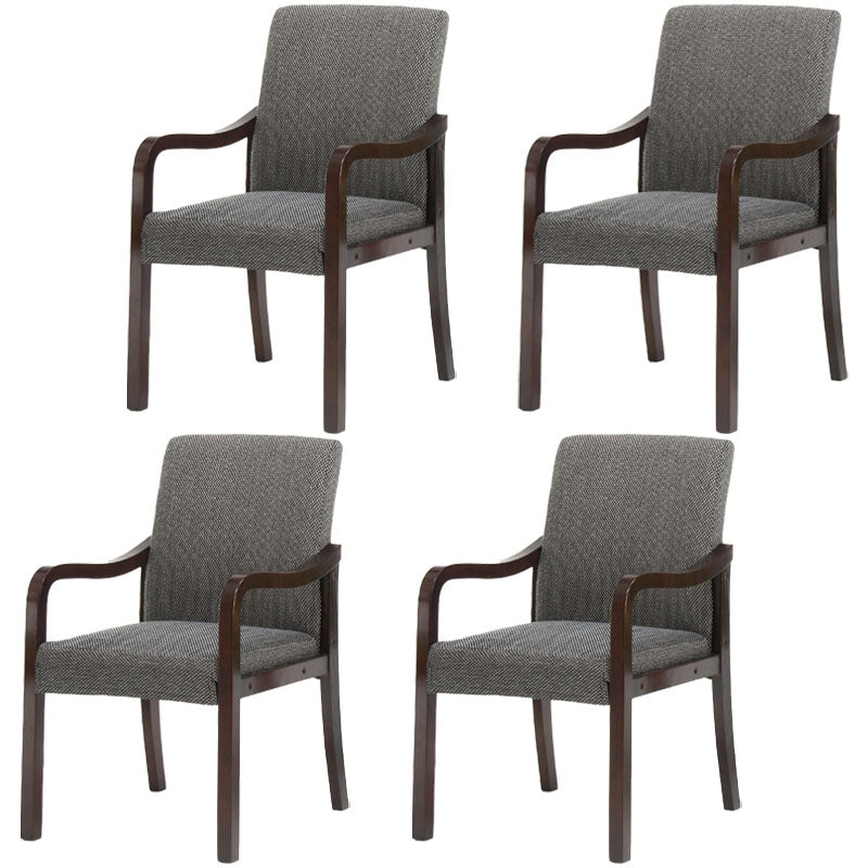 Farmhouse Upholstered Home Arm Chair Solid Back Matte Finish Dining Chair Black-Gray Walnut Set of 4 Clearhalo 'Dining Chairs' 'Dining Tables & Seating' 'dining_chair' 'Furniture' 'furniture_dining_chair' 'Kitchen & Dining Furniture' 4732057