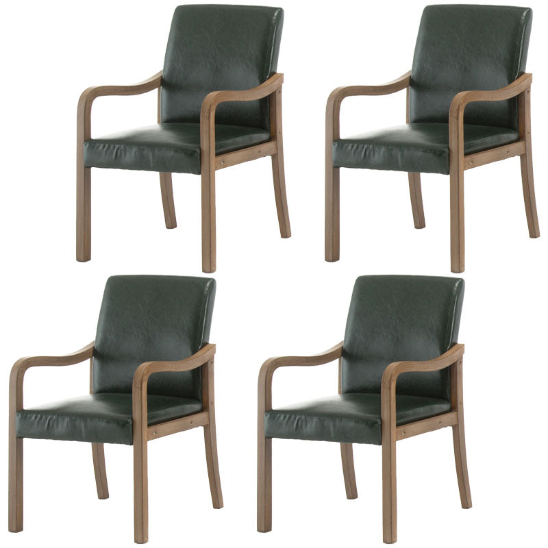 Farmhouse Upholstered Home Arm Chair Solid Back Matte Finish Dining Chair Blackish Green Gray Set of 4 Clearhalo 'Dining Chairs' 'Dining Tables & Seating' 'dining_chair' 'Furniture' 'furniture_dining_chair' 'Kitchen & Dining Furniture' 4732060