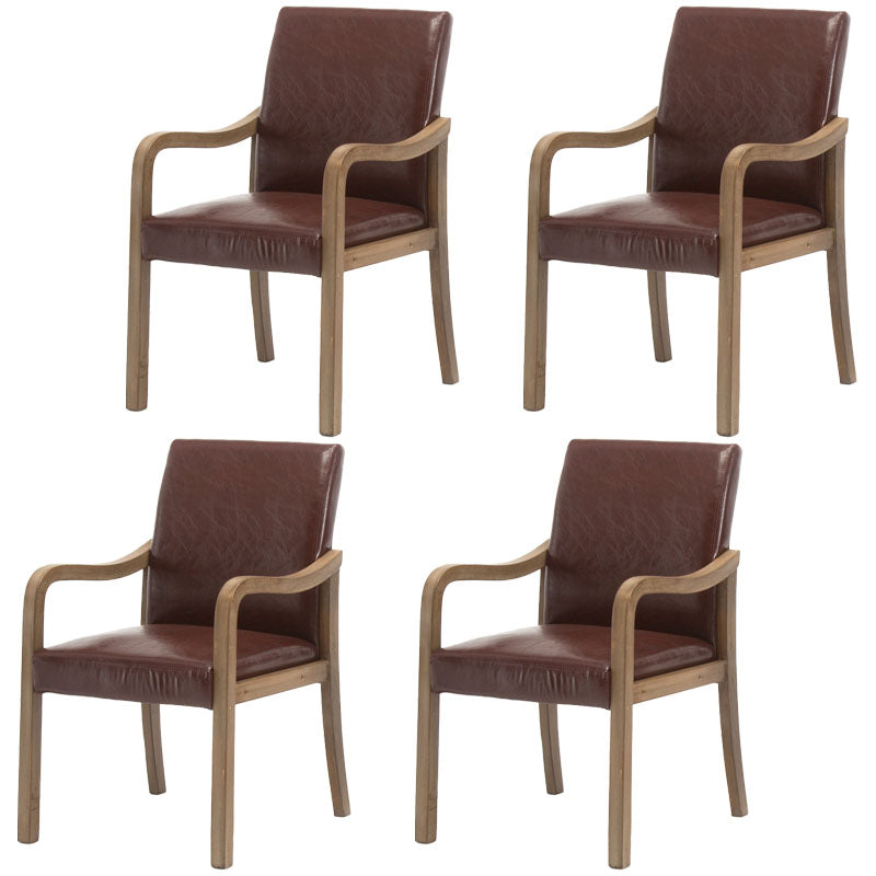 Farmhouse Upholstered Home Arm Chair Solid Back Matte Finish Dining Chair Brown Gray Set of 4 Clearhalo 'Dining Chairs' 'Dining Tables & Seating' 'dining_chair' 'Furniture' 'furniture_dining_chair' 'Kitchen & Dining Furniture' 4732061
