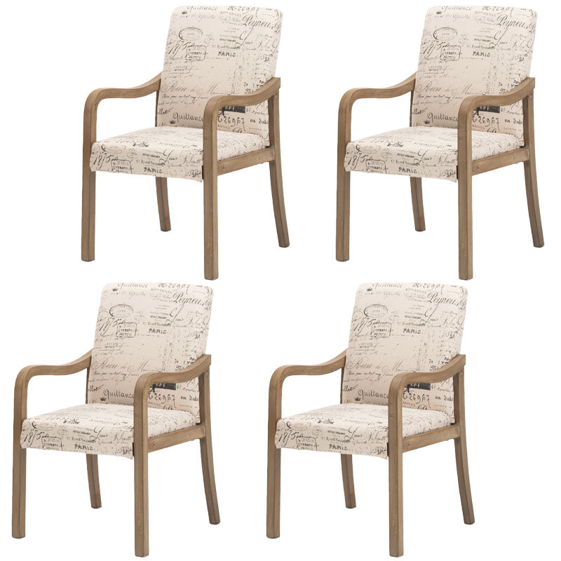 Farmhouse Upholstered Home Arm Chair Solid Back Matte Finish Dining Chair Cream Gray Gray Set of 4 Clearhalo 'Dining Chairs' 'Dining Tables & Seating' 'dining_chair' 'Furniture' 'furniture_dining_chair' 'Kitchen & Dining Furniture' 4732062