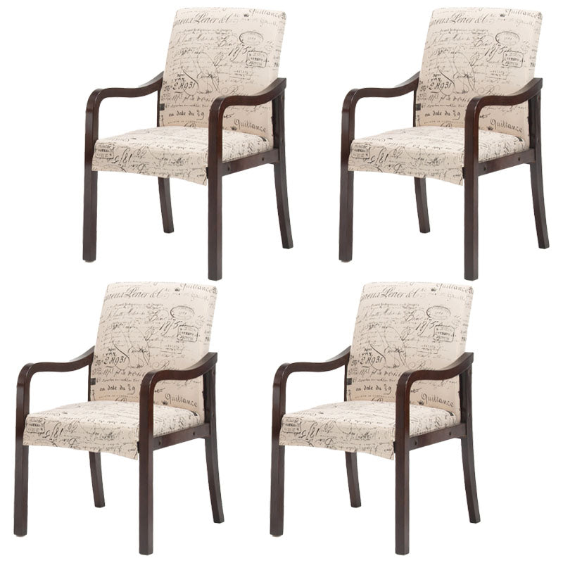 Farmhouse Upholstered Home Arm Chair Solid Back Matte Finish Dining Chair Cream Gray Walnut Set of 4 Clearhalo 'Dining Chairs' 'Dining Tables & Seating' 'dining_chair' 'Furniture' 'furniture_dining_chair' 'Kitchen & Dining Furniture' 4732063