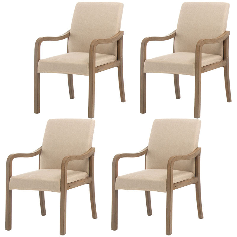 Farmhouse Upholstered Home Arm Chair Solid Back Matte Finish Dining Chair Khaki Gray Set of 4 Clearhalo 'Dining Chairs' 'Dining Tables & Seating' 'dining_chair' 'Furniture' 'furniture_dining_chair' 'Kitchen & Dining Furniture' 4732065