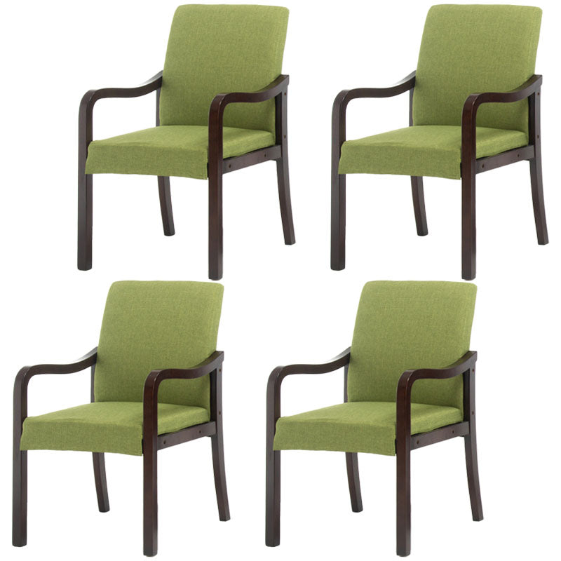 Farmhouse Upholstered Home Arm Chair Solid Back Matte Finish Dining Chair Dark Green Walnut Set of 4 Clearhalo 'Dining Chairs' 'Dining Tables & Seating' 'dining_chair' 'Furniture' 'furniture_dining_chair' 'Kitchen & Dining Furniture' 4732066