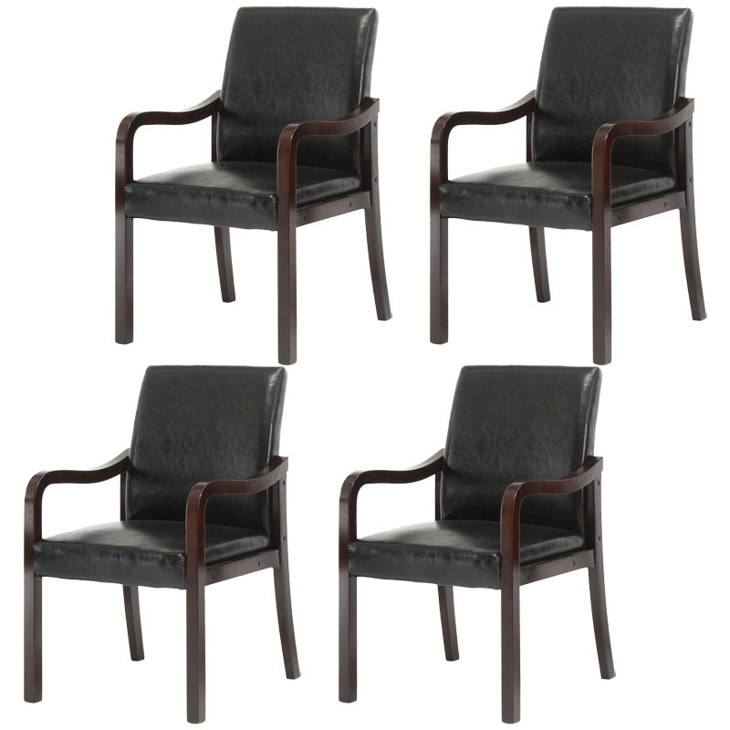 Farmhouse Upholstered Home Arm Chair Solid Back Matte Finish Dining Chair Black Walnut Set of 4 Clearhalo 'Dining Chairs' 'Dining Tables & Seating' 'dining_chair' 'Furniture' 'furniture_dining_chair' 'Kitchen & Dining Furniture' 4732070