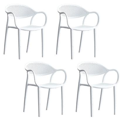Nordic Design Arm Open Back Dining Side Chair Plastic Side Chair White 4 Piece Set Clearhalo 'Dining Chairs' 'Dining Tables & Seating' 'dining_chair' 'furn' 'furn_dining_chair' 'Furniture' 'furniture_dining_chair' 'Kitchen & Dining Furniture' 4732073