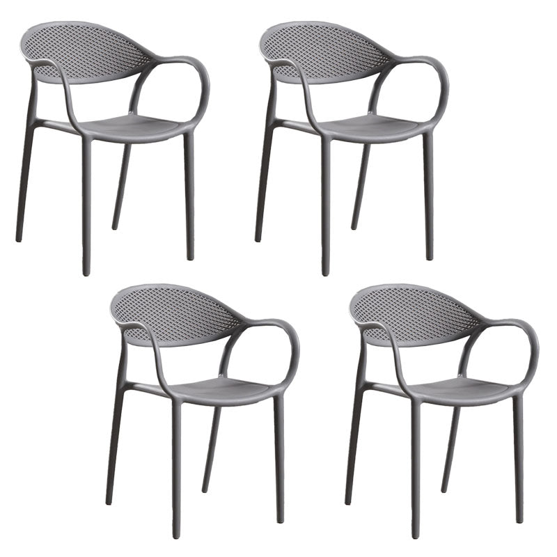Nordic Design Arm Open Back Dining Side Chair Plastic Side Chair Grey 4 Piece Set Clearhalo 'Dining Chairs' 'Dining Tables & Seating' 'dining_chair' 'furn' 'furn_dining_chair' 'Furniture' 'furniture_dining_chair' 'Kitchen & Dining Furniture' 4732076