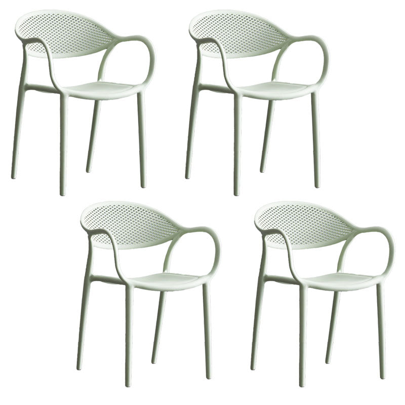 Nordic Design Arm Open Back Dining Side Chair Plastic Side Chair Green 4 Piece Set Clearhalo 'Dining Chairs' 'Dining Tables & Seating' 'dining_chair' 'furn' 'furn_dining_chair' 'Furniture' 'furniture_dining_chair' 'Kitchen & Dining Furniture' 4732080