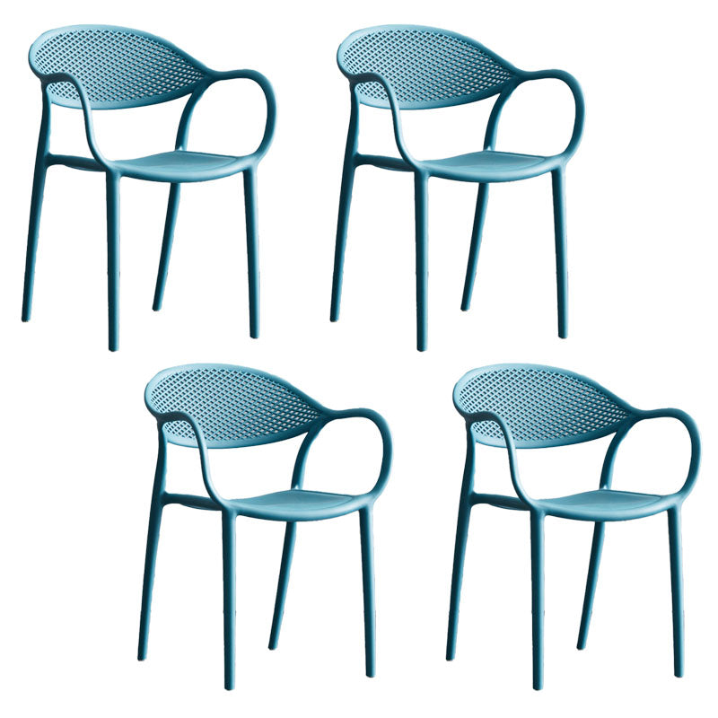 Nordic Design Arm Open Back Dining Side Chair Plastic Side Chair Peacock Blue 4 Piece Set Clearhalo 'Dining Chairs' 'Dining Tables & Seating' 'dining_chair' 'furn' 'furn_dining_chair' 'Furniture' 'furniture_dining_chair' 'Kitchen & Dining Furniture' 4732088