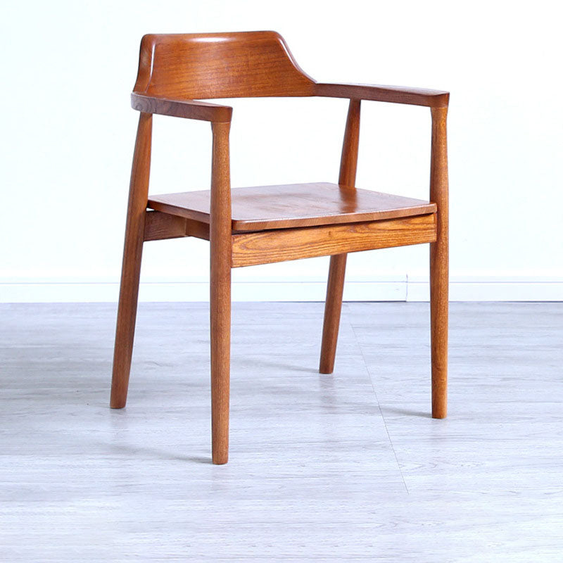 Traditional Style Open Back Chairs Dining Wooden Arm Chairs for Kitchen Light Coffee 1 Piece Clearhalo 'Dining Chairs' 'Dining Tables & Seating' 'dining_chair' 'Furniture' 'furniture_dining_chair' 'Kitchen & Dining Furniture' 4732095