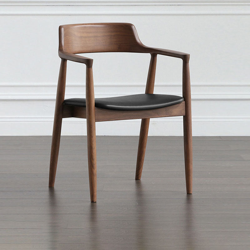 Traditional Style Open Back Chairs Dining Wooden Arm Chairs for Kitchen Textured Black 1 Piece Clearhalo 'Dining Chairs' 'Dining Tables & Seating' 'dining_chair' 'Furniture' 'furniture_dining_chair' 'Kitchen & Dining Furniture' 4732097