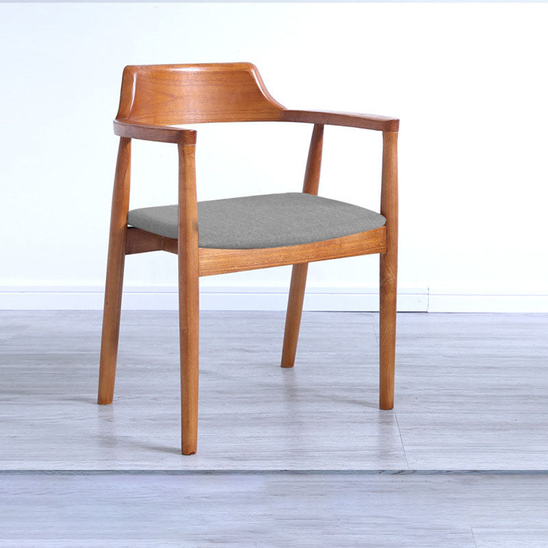 Traditional Style Open Back Chairs Dining Wooden Arm Chairs for Kitchen Light Gray-White 1 Piece Clearhalo 'Dining Chairs' 'Dining Tables & Seating' 'dining_chair' 'Furniture' 'furniture_dining_chair' 'Kitchen & Dining Furniture' 4732100