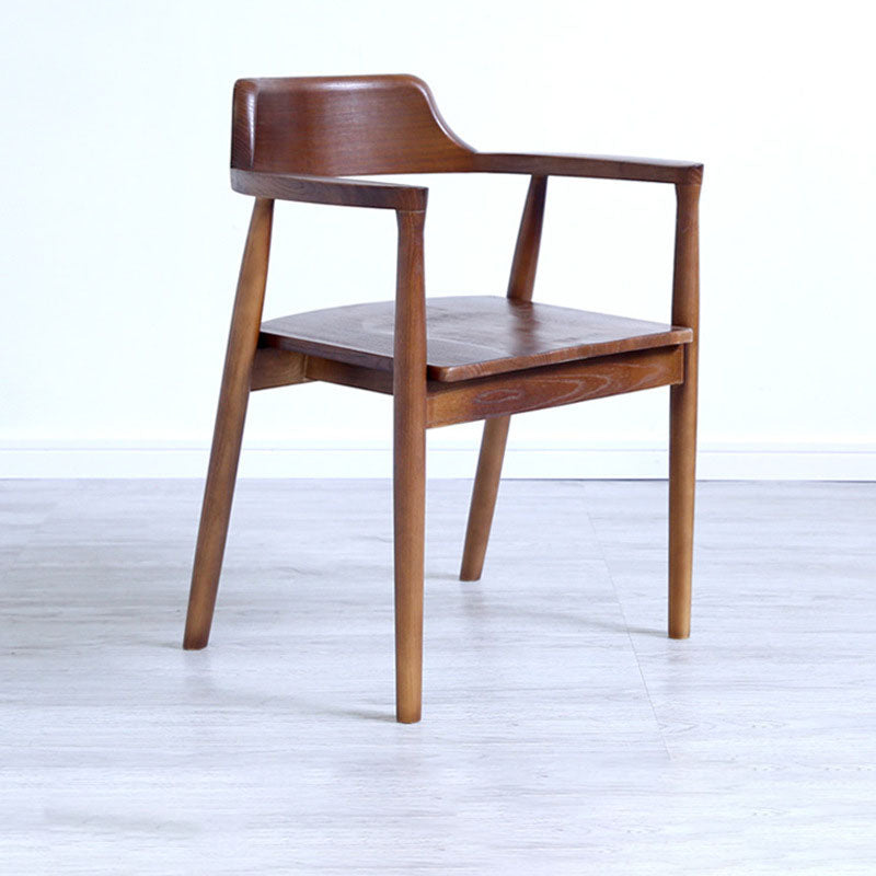 Traditional Style Open Back Chairs Dining Wooden Arm Chairs for Kitchen Walnut 1 Piece Clearhalo 'Dining Chairs' 'Dining Tables & Seating' 'dining_chair' 'Furniture' 'furniture_dining_chair' 'Kitchen & Dining Furniture' 4732114